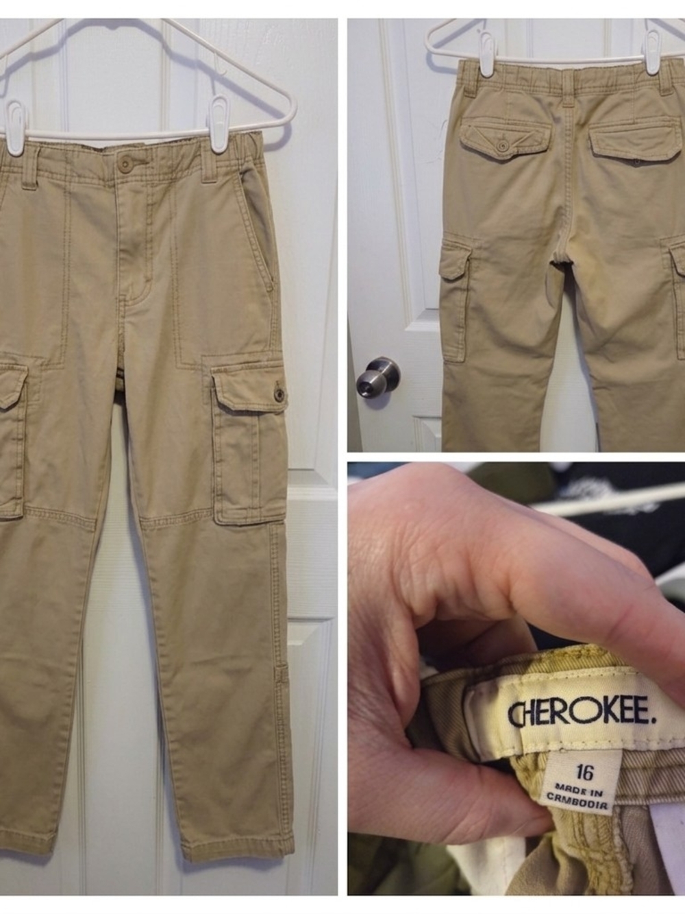 Cherokee Men’s Khaki Cargo Pants with Multi-Pocket Design